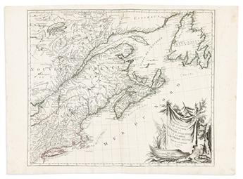 (AMERICAN NORTHEAST.) Paolo Santini; after D'Anville. Partie Orientale du Canada, avec la Nouvelle Angleterre,                                   